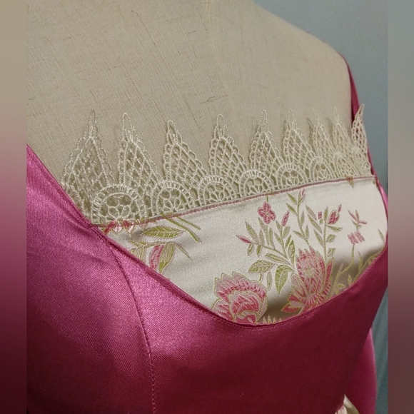 Medieval Renaissance Dress Satin Pink Rose Costume Queen Royal Gown S Cosplay - Picture 4 of 16